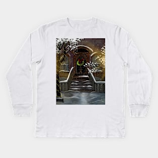 White Christmas in New York  Illustration Kids Long Sleeve T-Shirt